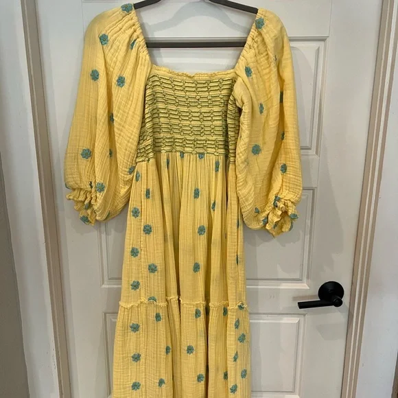 Free People Dahlia Embroidered Smocked Dress - Picture 3 of 5